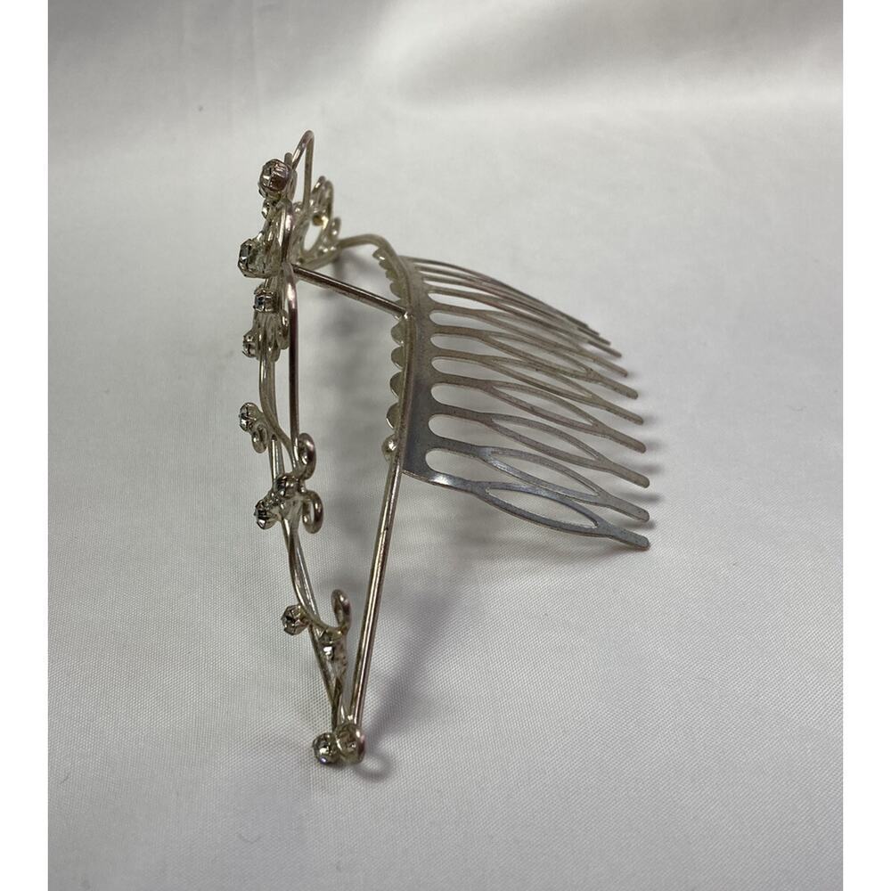 Vintage 90’s Y2K Rhinestone Tiara Silver Tone Comb Wedding Prom Bridal - Picture 6 of 11